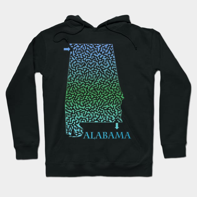 Alabama State Outline Coastal Themed Maze & Labyrinth Hoodie by gorff